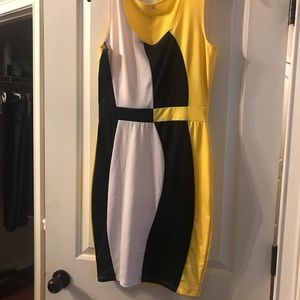 Yellow and Black BodyCon Dress
